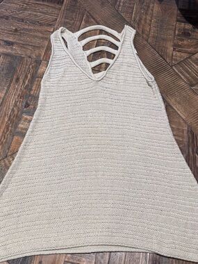 Michael Kors Cream Knit Ladder-Back Swim Cover-Up in size small